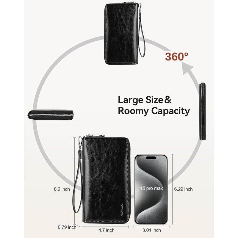 Bostanten Leather Wallets for Women RFID Blocking Zip Around Credit Card Holder Phone Clutch Wristlet - Image 4