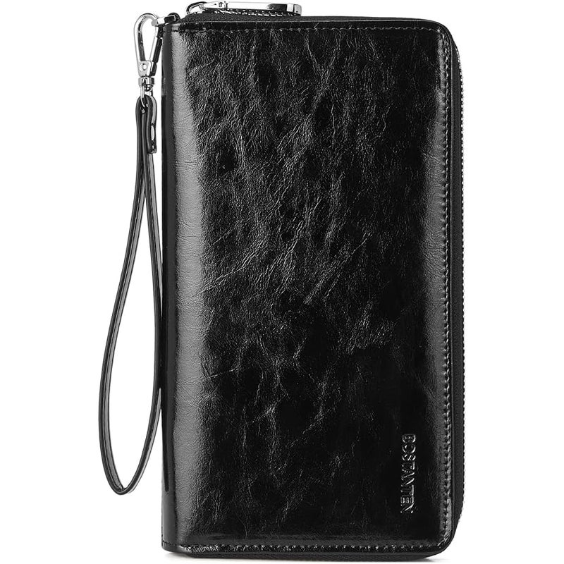 Bostanten Leather Wallets for Women RFID Blocking Zip Around Credit Card Holder Phone Clutch Wristlet - Image 1