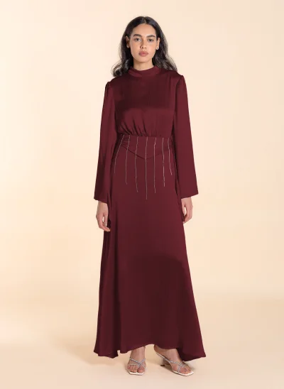 SHAPES DETAILED SATIN MAXI DRESS