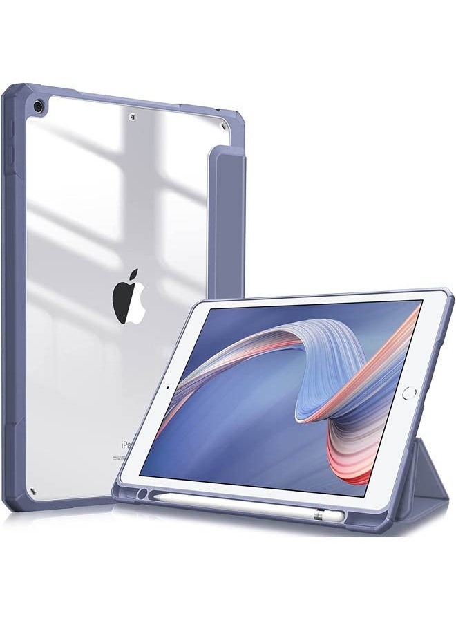 Rock Pow - Hybrid Slim Case for iPad 9th/8th/7th Generation (2021/2020 / 2019) 10.2 inch [Built-in Pencil Holder] Shockproof Cover with Clear Transparent Back Shell Auto Sleep Wake - Image 1