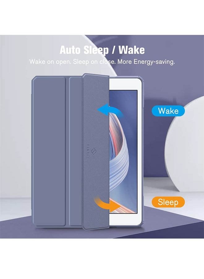 Rock Pow - Hybrid Slim Case for iPad 9th/8th/7th Generation (2021/2020 / 2019) 10.2 inch [Built-in Pencil Holder] Shockproof Cover with Clear Transparent Back Shell Auto Sleep Wake - Image 1