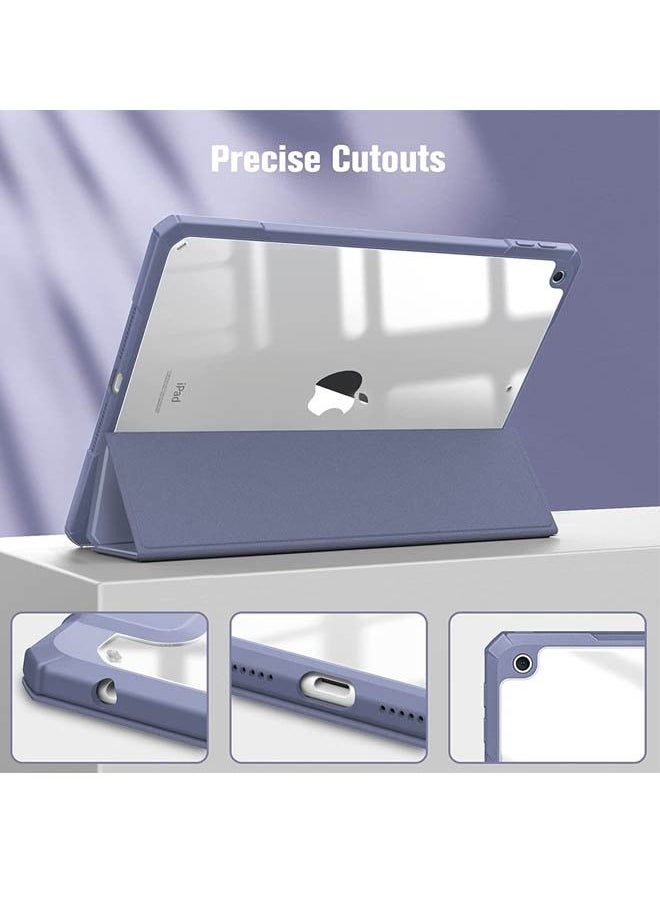 Rock Pow - Hybrid Slim Case for iPad 9th/8th/7th Generation (2021/2020 / 2019) 10.2 inch [Built-in Pencil Holder] Shockproof Cover with Clear Transparent Back Shell Auto Sleep Wake - Image 1