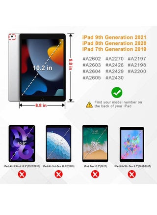 جراب هجين رفيع لجهاز iPad الجيل التاسع/الثامن/السابع (2021/2020 / 2019) مقاس 10.2 بوصة [حامل قلم مدمج] غطاء مقاوم للصدمات مع غلاف خلفي شفاف وخاصية السكون والاستيقاظ التلقائي - view 2
