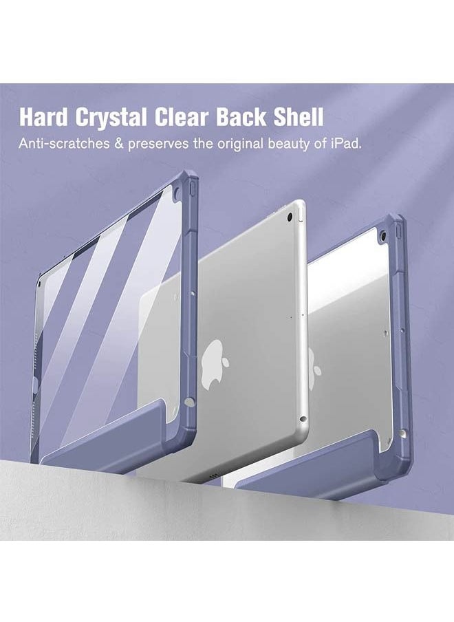 Rock Pow - Hybrid Slim Case for iPad 9th/8th/7th Generation (2021/2020 / 2019) 10.2 inch [Built-in Pencil Holder] Shockproof Cover with Clear Transparent Back Shell Auto Sleep Wake - Image 1