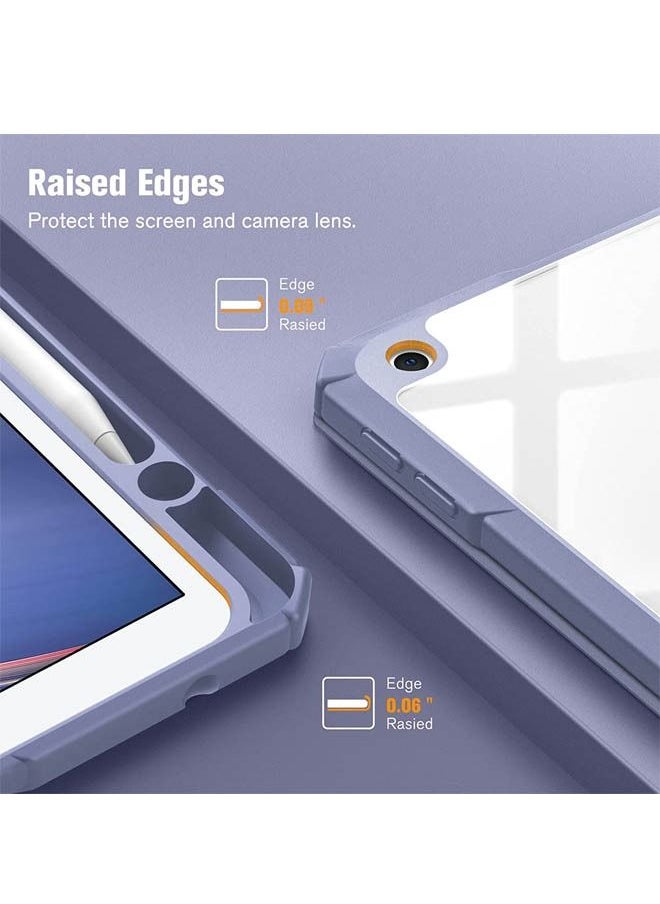 Rock Pow - Hybrid Slim Case for iPad 9th/8th/7th Generation (2021/2020 / 2019) 10.2 inch [Built-in Pencil Holder] Shockproof Cover with Clear Transparent Back Shell Auto Sleep Wake - Image 1