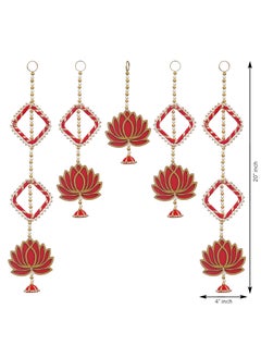 Webelkart Webelkart Handmade Lotus Door Wall Hanging |Toran Bandhanwar| Wall Hanging Door Hanging for Diwali/Toran for Door Set of 5 (20x4) Inch Multicolor  - Image 3