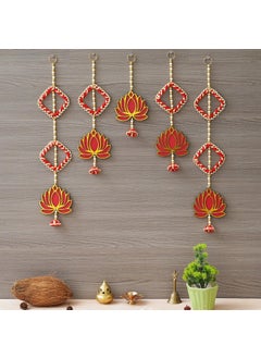 Webelkart Webelkart Handmade Lotus Door Wall Hanging |Toran Bandhanwar| Wall Hanging Door Hanging for Diwali/Toran for Door Set of 5 (20x4) Inch Multicolor  - Image 1