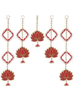 Webelkart Webelkart Handmade Lotus Door Wall Hanging |Toran Bandhanwar| Wall Hanging Door Hanging for Diwali/Toran for Door Set of 5 (20x4) Inch Multicolor  - Image 4