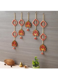 Webelkart Webelkart Handmade Lotus Door Wall Hanging |Toran Bandhanwar| Wall Hanging Door Hanging for Diwali/Toran for Door Set of 5 (20x4) Inch Multicolor  - Image 2