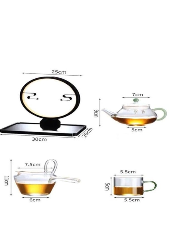 طقم شاي ماجبي، طقم شاي ليزي كونغ فو، طقم شاي زجاجي، طقم إبريق شاي زجاجي نصف أوتوماتيكي للتقطير، طقم إبريق شاي وكوب بمفتاح مغناطيسي، صينية شاي، علبة شاي، طقم مشروبات، هدية عيد ميلاد - Image 3