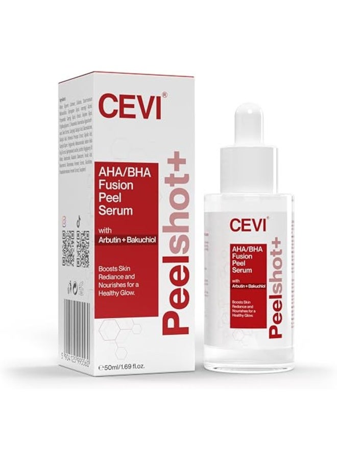 CEVI Peelshot+ AHA/BHA Fusion Peel Serum with Arbutin & Bakuchiol, 50ml