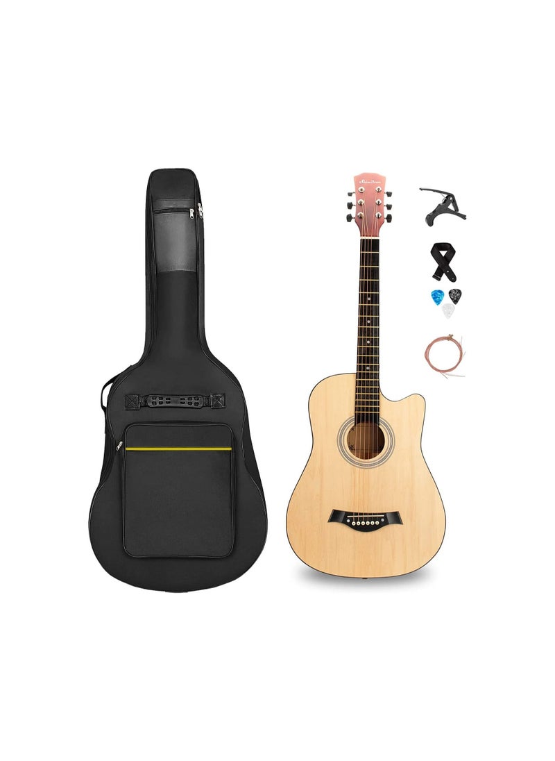 Megarya Acoustic Guitar Combo Pack Natural Guitar,Bag,Capo,Picks,Strings  - Image 1