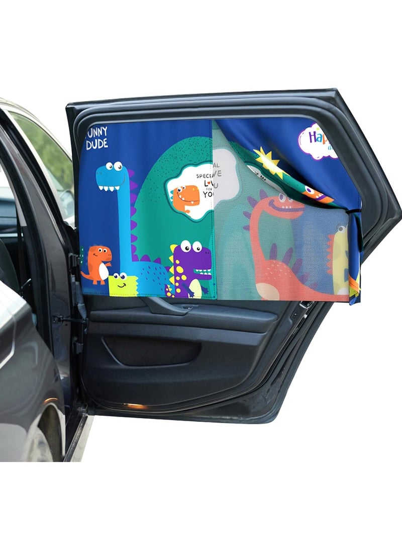 general 2 Pieces Side Window Magnetic Car Curtains, Baby SUV Cartoon Double Layer Car Curtains, Heat and UV Protection Car Curtains, Baby Window Shades - Image 1