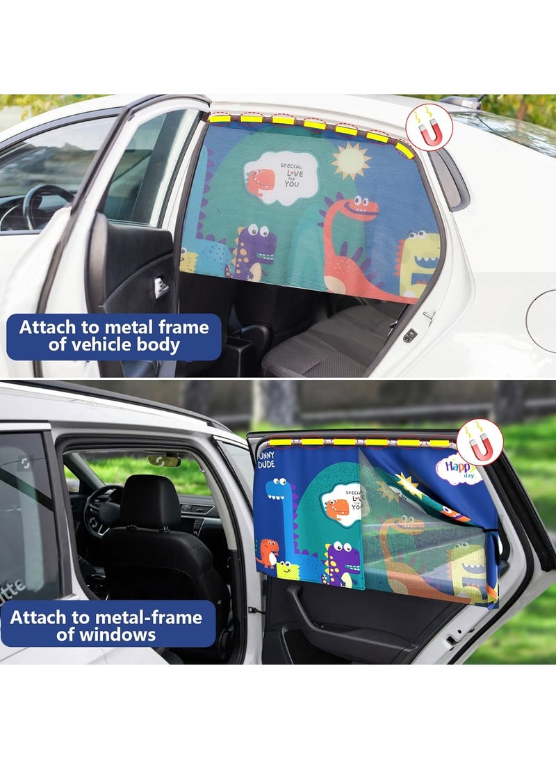 general 2 Pieces Side Window Magnetic Car Curtains, Baby SUV Cartoon Double Layer Car Curtains, Heat and UV Protection Car Curtains, Baby Window Shades - Image 4