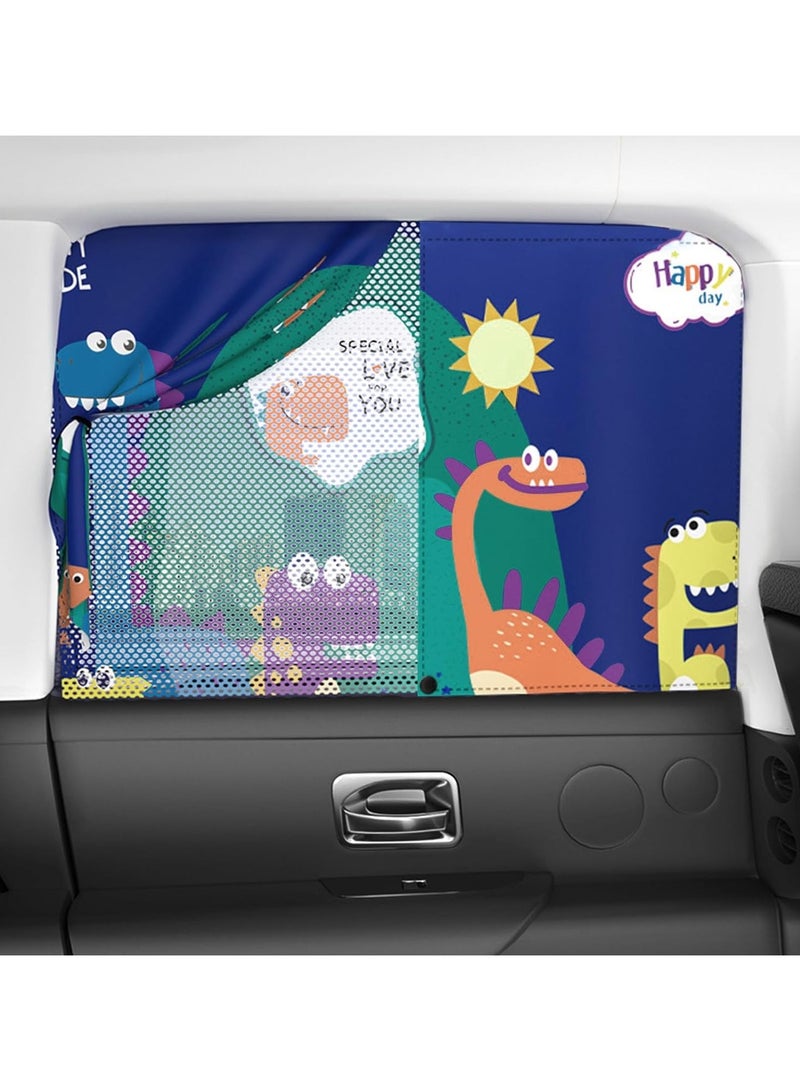 general 2 Pieces Side Window Magnetic Car Curtains, Baby SUV Cartoon Double Layer Car Curtains, Heat and UV Protection Car Curtains, Baby Window Shades - Image 5