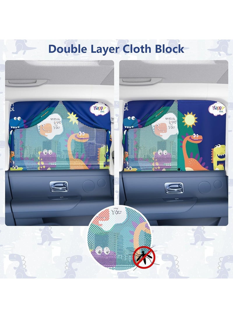 general 2 Pieces Side Window Magnetic Car Curtains, Baby SUV Cartoon Double Layer Car Curtains, Heat and UV Protection Car Curtains, Baby Window Shades - Image 2