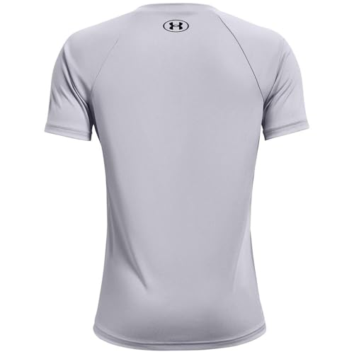 Under Armour Boys Tech Big Logo Short Sleeve T-Shirt , Mod Gray Light Heather (011)/Black , Medium - Image 4