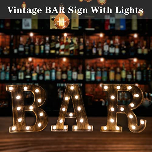OYCBUZO Light Up BAR Sign, LED Vintage Letters Home Decor Name Signs - Illuminated Marquee Letter Sign Lights - Battery Operated - Lighted Accessories & Decorations - Image 2