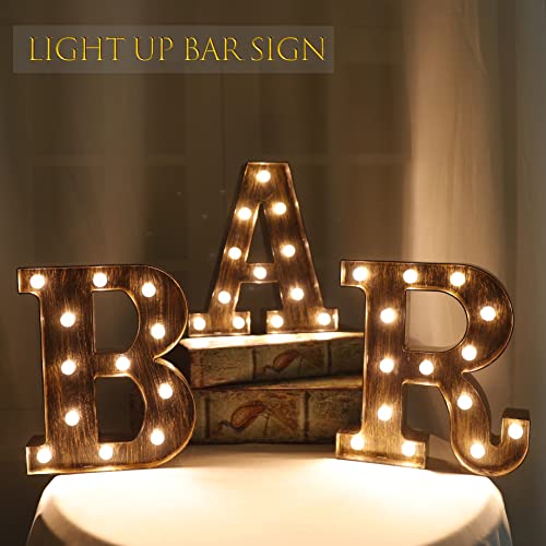 OYCBUZO Light Up BAR Sign, LED Vintage Letters Home Decor Name Signs - Illuminated Marquee Letter Sign Lights - Battery Operated - Lighted Accessories & Decorations - Image 4