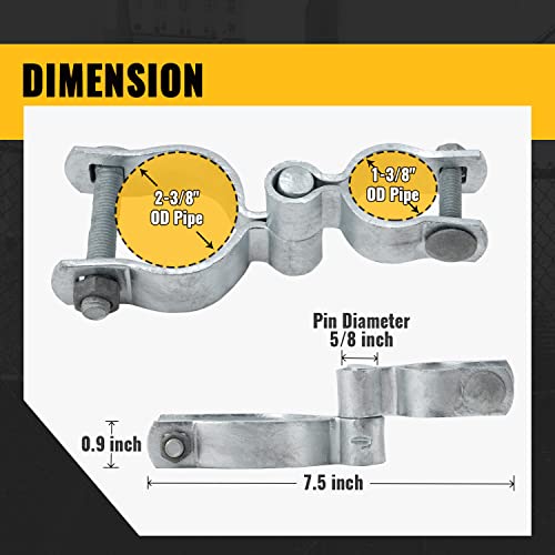 VIVIDA 1-3/8" x 2-3/8" Chain Link Gate Hinge Latch Kit, Include Female & Male Gate Hinges, 1-3/8" x 2-3/8" Fence Fork Latch, Chain Link Fence Hardware, Galvanized Steel - Image 5