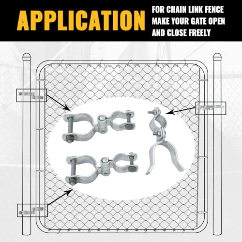 VIVIDA 1-3/8" x 2-3/8" Chain Link Gate Hinge Latch Kit, Include Female & Male Gate Hinges, 1-3/8" x 2-3/8" Fence Fork Latch, Chain Link Fence Hardware, Galvanized Steel - Image 4