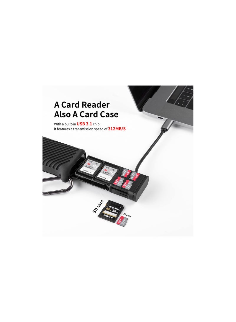 قارئ بطاقة الذاكرة USB 3.1 Type-C عالي السرعة مع علبة بطاقات SD/TF للكاميرات والهواتف الذكية والطائرات بدون طيار وكاميرات الحركة; متوافق مع Windows 7+، Mac OS 10+ - Image 4