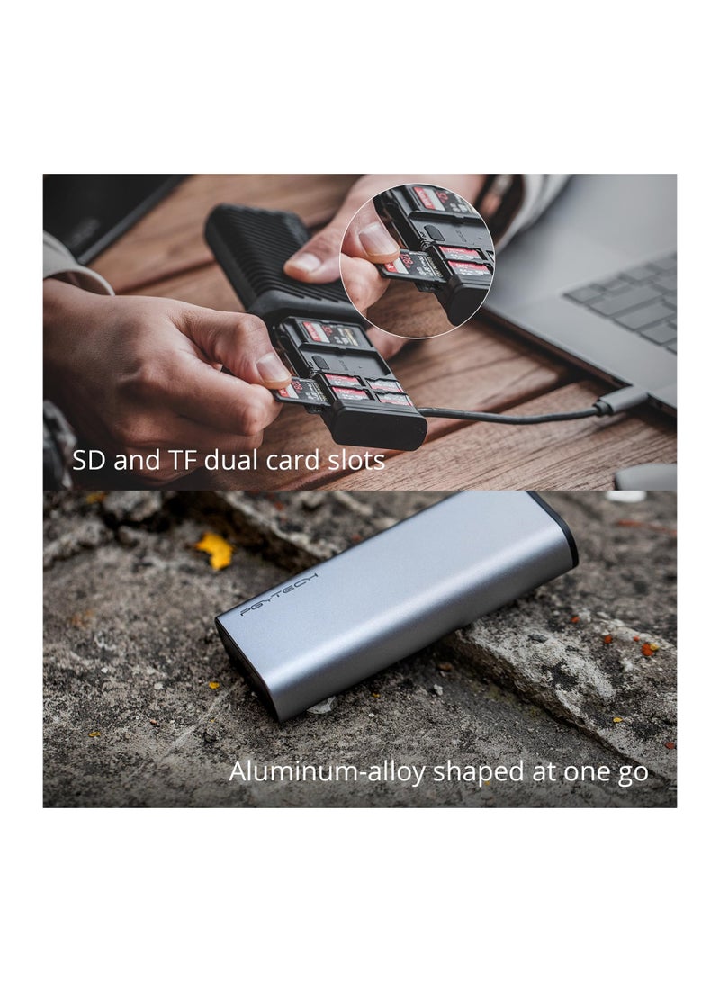 قارئ بطاقة الذاكرة USB 3.1 Type-C عالي السرعة مع علبة بطاقات SD/TF للكاميرات والهواتف الذكية والطائرات بدون طيار وكاميرات الحركة; متوافق مع Windows 7+، Mac OS 10+ - Image 2