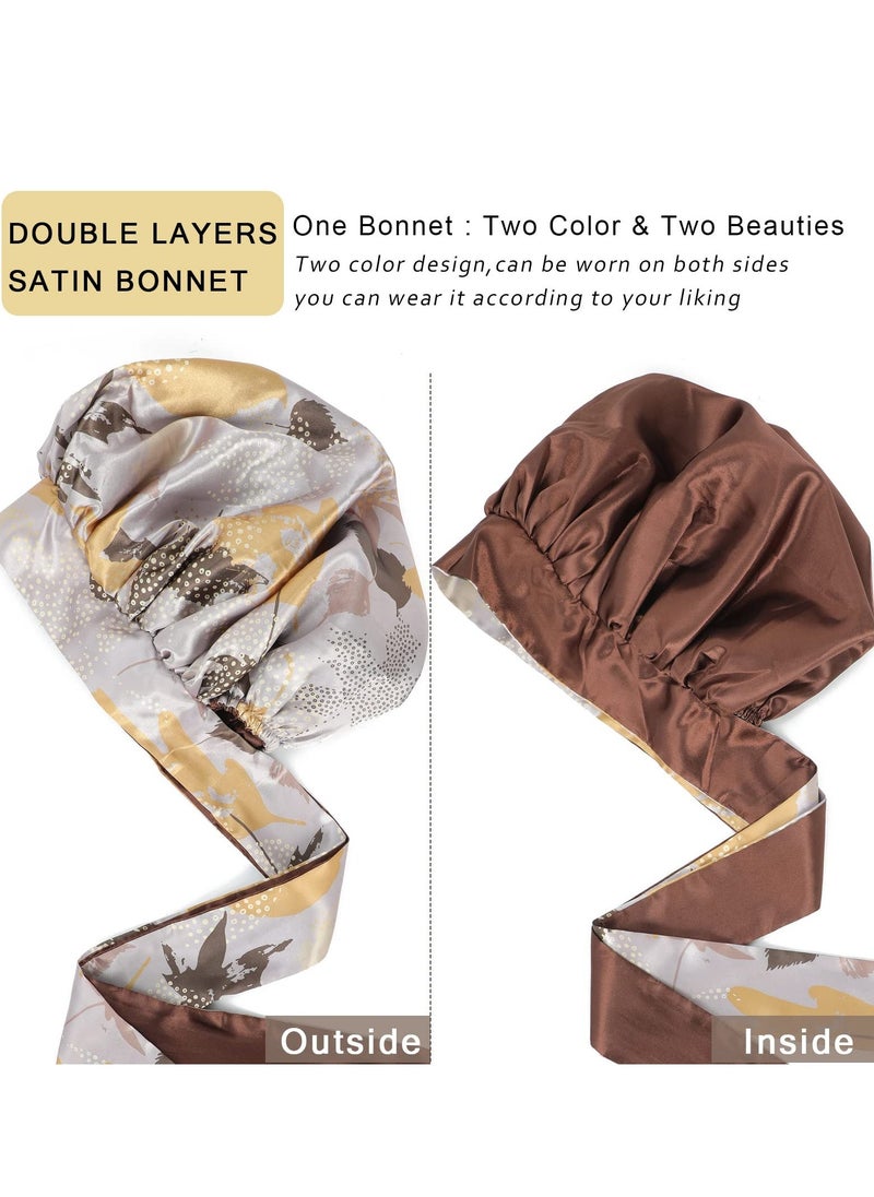 Silk Bonnet for Curly Hair,Silk Hair Bonnet for Sleeping Satin Bonnets for Black Women, Extra Large Bonnet for Braids with Tie Band - Image 5