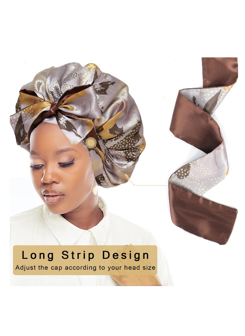 Silk Bonnet for Curly Hair,Silk Hair Bonnet for Sleeping Satin Bonnets for Black Women, Extra Large Bonnet for Braids with Tie Band - Image 3