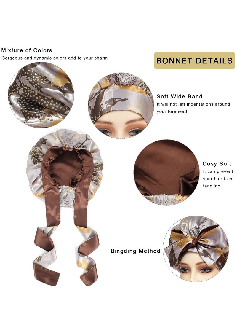 Silk Bonnet for Curly Hair,Silk Hair Bonnet for Sleeping Satin Bonnets for Black Women, Extra Large Bonnet for Braids with Tie Band - Image 4