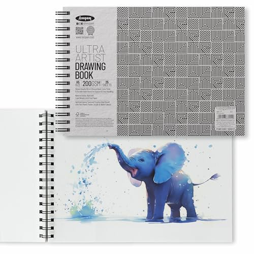 Anupam Ultra Artist Book A3 | Wiro Binding Notebook | Durable Acid Free Cartridge Paper 200Gsm (25 Sheets, 50 Pages) | Ideal for Kids, Beginners, Artists & Professionals - Image 4