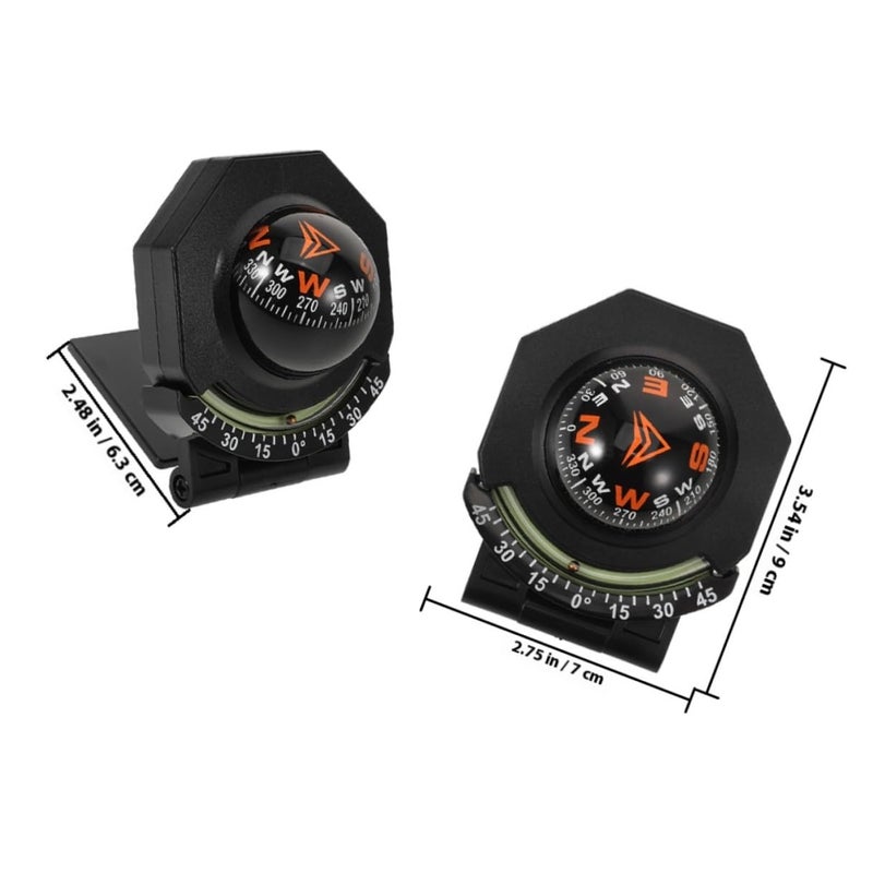 2pcs Car Compass and Inclinometer Ball Dashboard Mount High Precision Vehicle Navigation Compass - Image 3