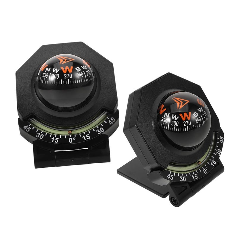 2pcs Car Compass and Inclinometer Ball Dashboard Mount High Precision Vehicle Navigation Compass - Image 2