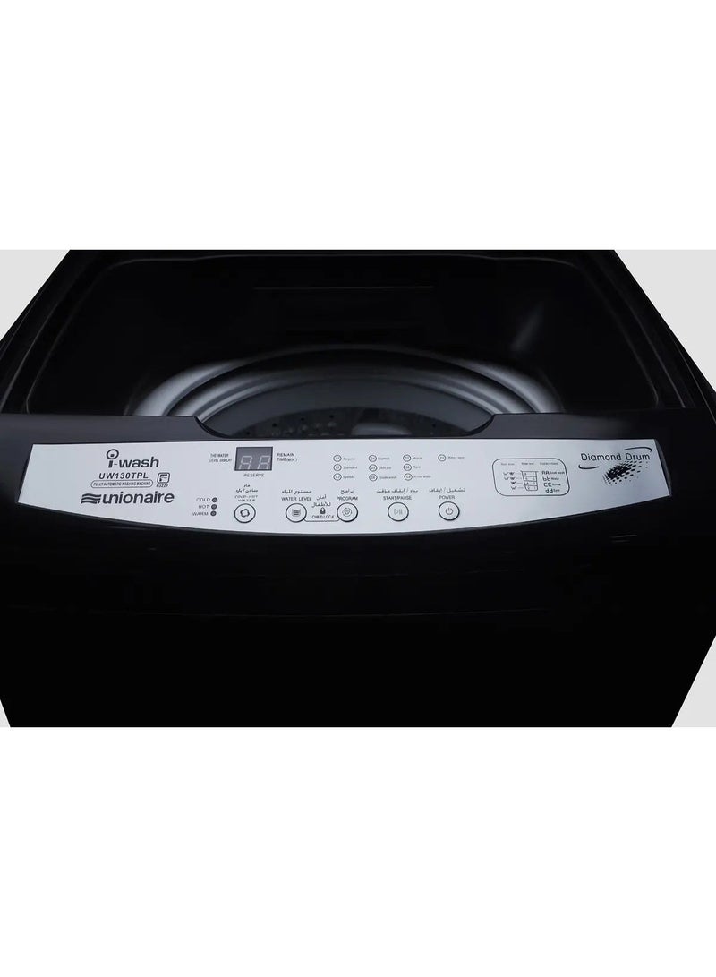 Unionaire UW130TPL-A2MBK Top Loading Automatic Washing Machine, 13 kg, Digital - Black - Image 4