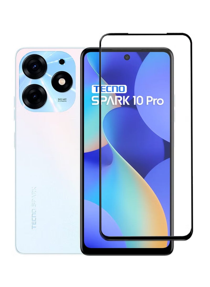 Tecno Spark 10 Pro Screen Protector – Premium Edge to Edge Tempered Glass, High Transparency, Delicate Touch, Anti-Explosion, Smooth Arc Edges, Easy Installation - Image 1