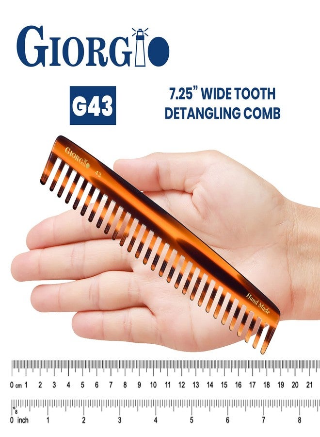 Giorgio G43 Large 7.25 Inch Detangling Comb, Wide Teeth for Thick Curly Wavy Hair. Long Hair Detangler Comb For Wet and Dry. Handmade of Quality Cellulose, Saw-Cut, Hand Polished, Tortoise Shell - Image 3