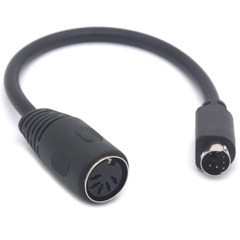 GLHONG PS/2 to at Keyboard Cable Adapter - 6 Pin Mini Din Male to 5 Pin MIDI Female Keyboard Adaptor - Image 1