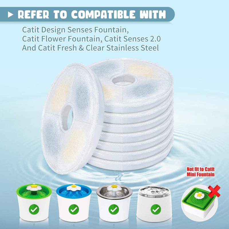 عبوة من 8 قطع من فلتر نافورة مياه القطط لـ Catit، بديل فلتر نافورة القطط لنافورة Catit Design Senses / نافورة Catit Flower / Catit Senses 2.0 / Catit Fresh & Clear Stainless Steel - Image 4
