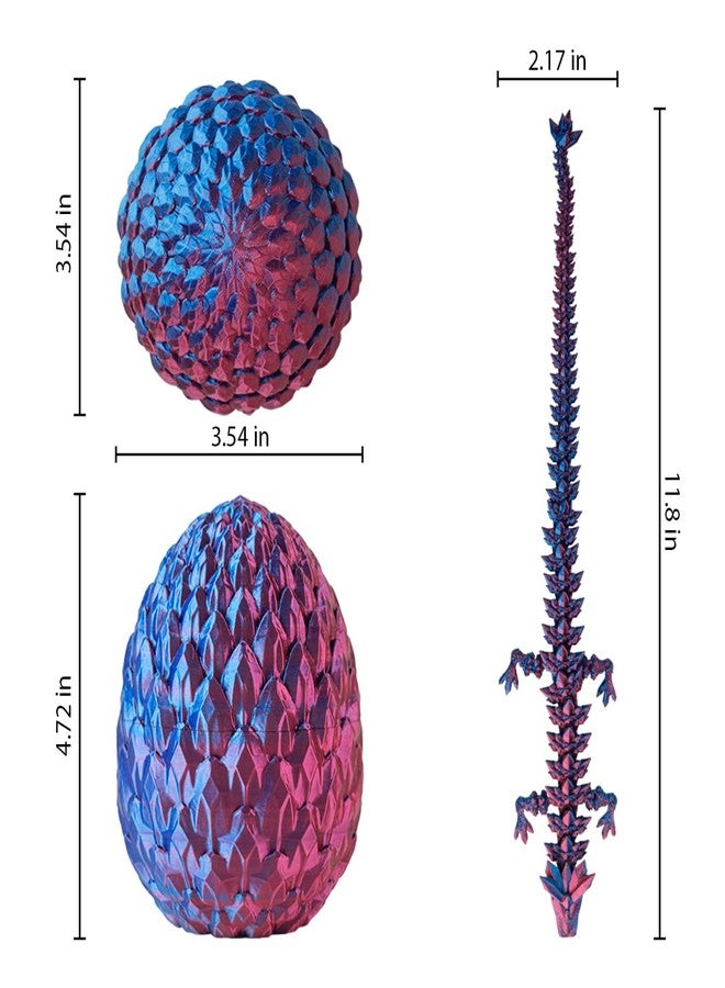 AUMEILLER 3D Printed Dragon,Easter Eggs,Easter Basket Stuffers for Teens,Dragon Eggs with Dragon Inside,Dragon in Egg Fidget Toy,Easter Gifts-Laser Purple - Image 3