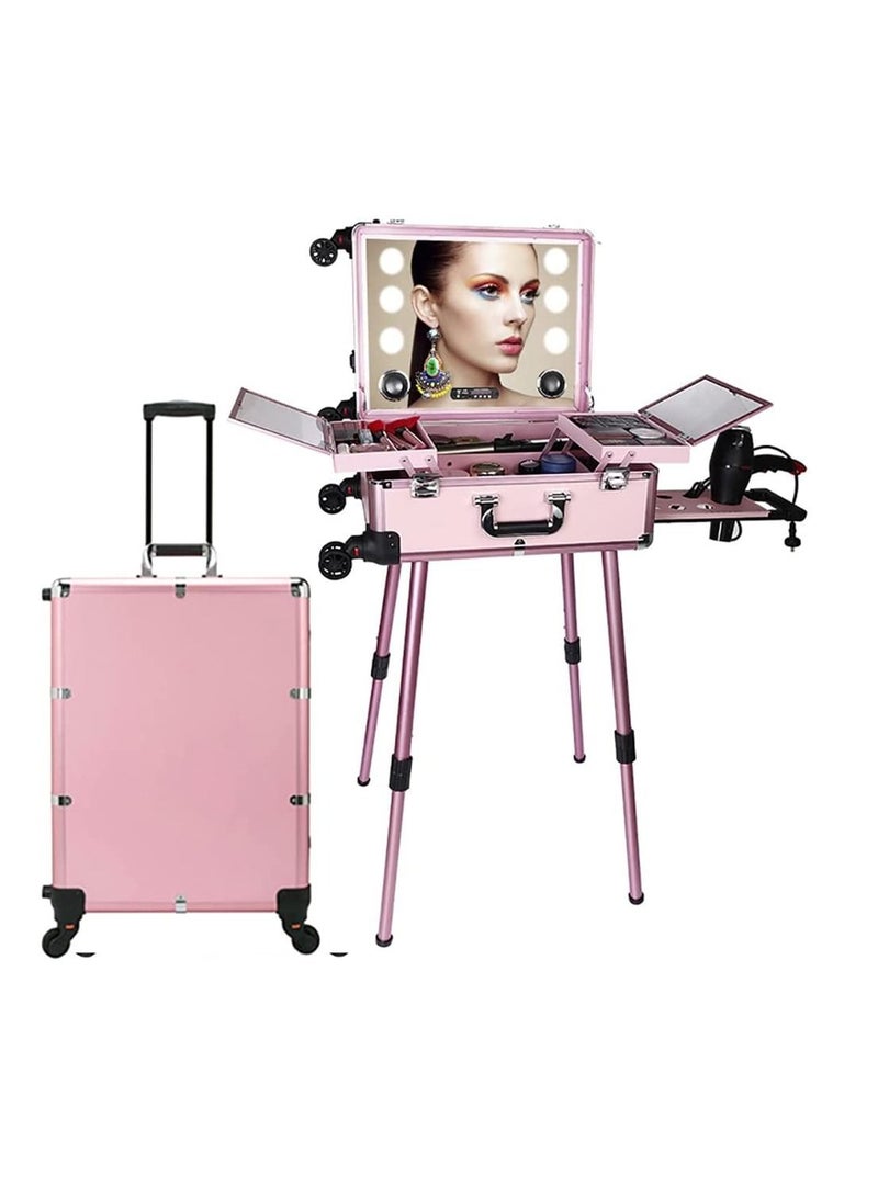 Professional cosmetic case,rolling cosmetic trolley case,large cosmetic support case,portable travel cosmetic case,adjustable LED light with wheels - Image 1