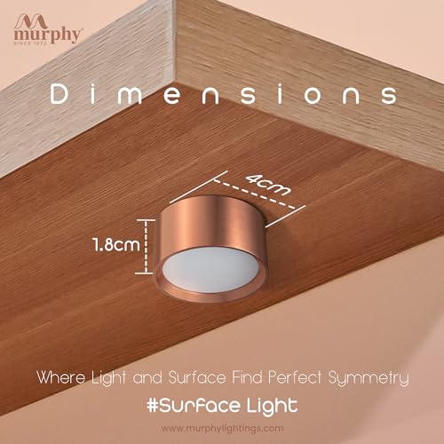 Murphy 3 Watts Rose Gold Finish Led Surface Panel, Cabinet, Wardrobe Light, Edge Round Style Flush Mount Ceiling Lamp, Pack of 1 (Warm White,Aluminum) with 2 Year Warranty - Image 5