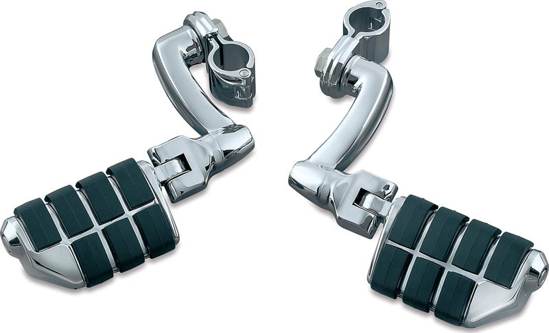 Kuryakyn 7980 Motorcycle Foot Controls Longhorn Offset Dually Highway Pegs with Magnum Quick Clamps for 1 Engine GuardsTubing Chrome 1 Pair