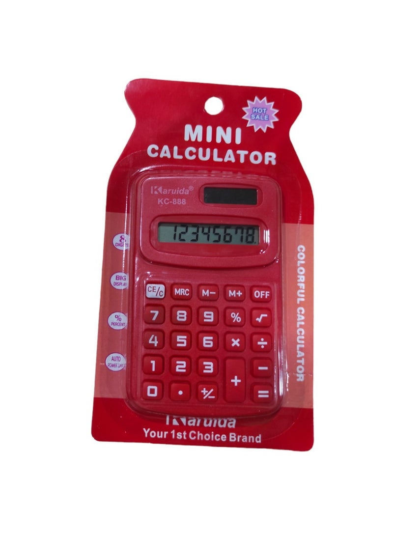 Generic High quality small portable calculator, red color 