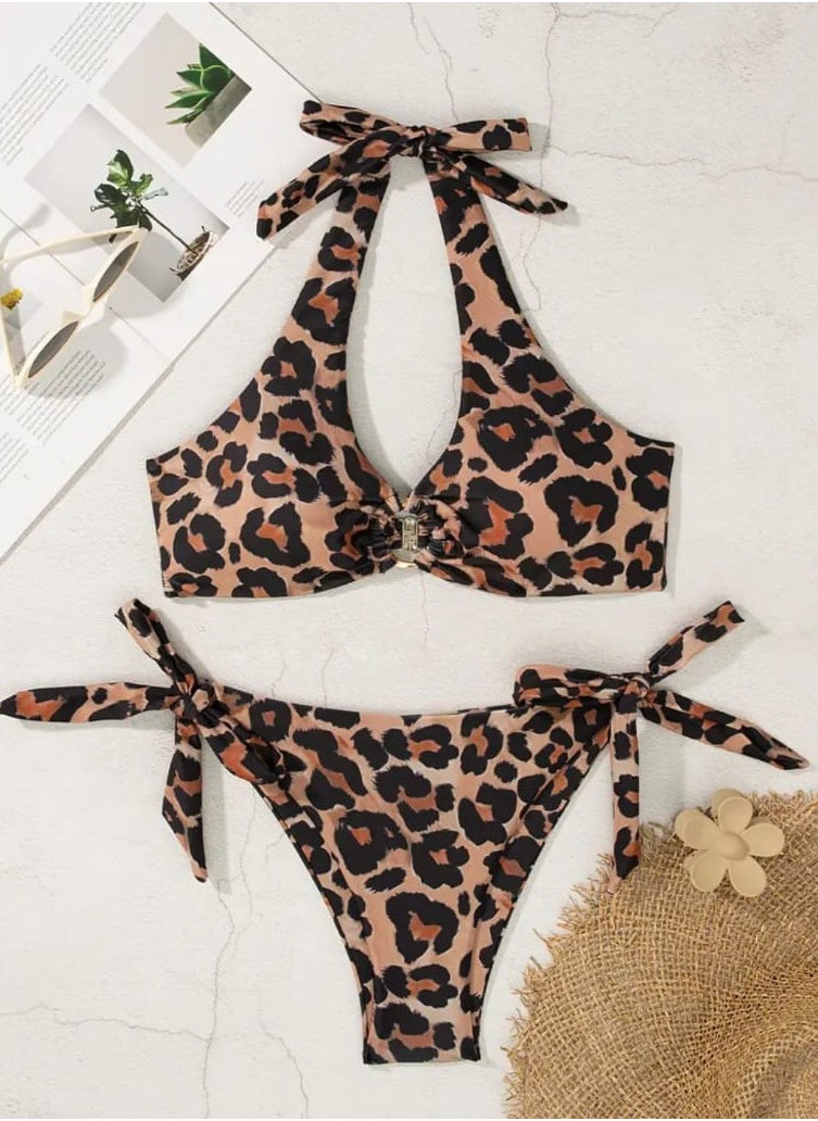 Hanady Two-Piece Tiger Print Bikini Made from Premium Korean Butter Fabric with High-Quality Lycra for a Bold and Radiant Look- Model HN 6025  - Image 1