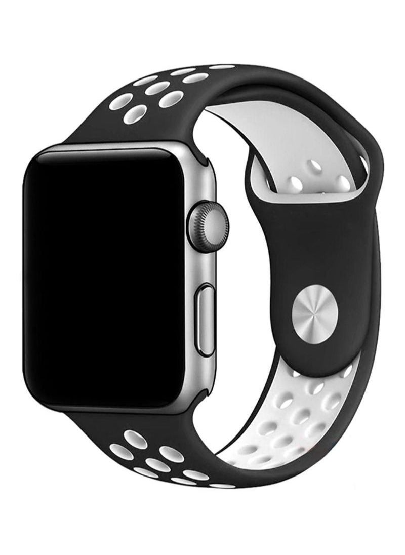 BORTONY - Silicone Replacement Band For Apple Watch Series 1/2/3/4 Black/White - Image 1