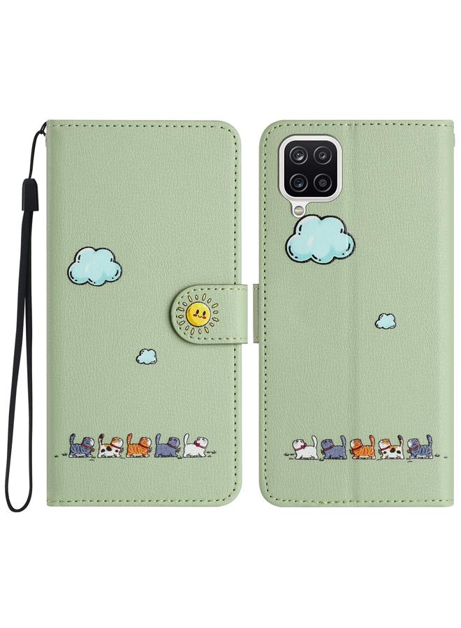 اس-توب جراب جلدي لهاتف Samsung Galaxy A12 برسومات قطط كرتونية - Image 1