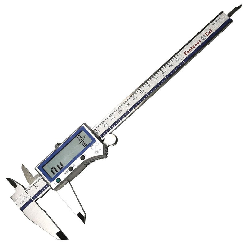 iGaging Fastener Cal Digital Caliper 0-8"/200 mm - IP54 Electronic Caliper - Quick & Accurate Inch/Metric/Inch Fractional/Fastener Size Reading - Includes Case, Manual, & Battery - Image 1