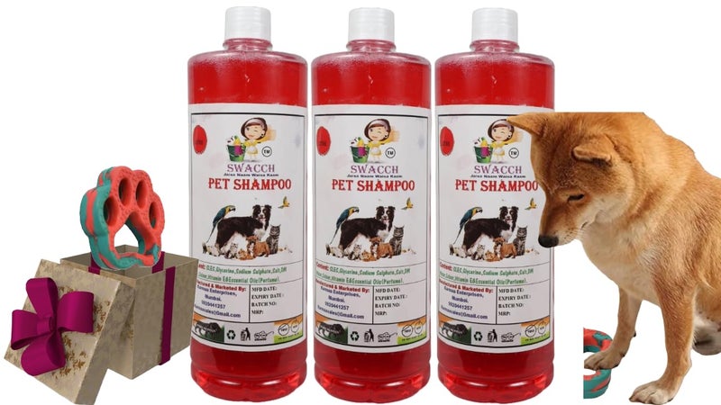swacch Pet Shampoo + Paw Shape I Rubber Dog Toy for Training and Interactive I Durable & Safe I Combo Pack I 3 Litre Jasmine - Image 1