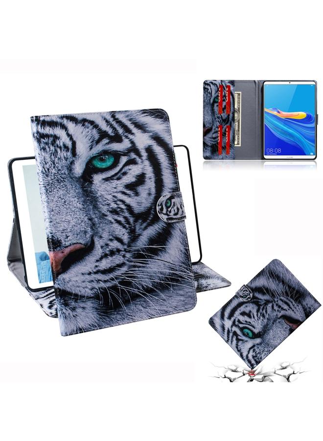 اس-توب جراب جلدي أفقي قابل للطي برسومات ملونة ثلاثية الأبعاد مع حامل وفتحة للبطاقات ومحفظة لجهاز هواوي ميديا باد M6 8.4 - Image 1