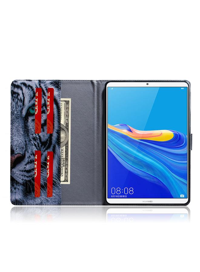 اس-توب جراب جلدي أفقي قابل للطي برسومات ملونة ثلاثية الأبعاد مع حامل وفتحة للبطاقات ومحفظة لجهاز هواوي ميديا باد M6 8.4 - Image 4